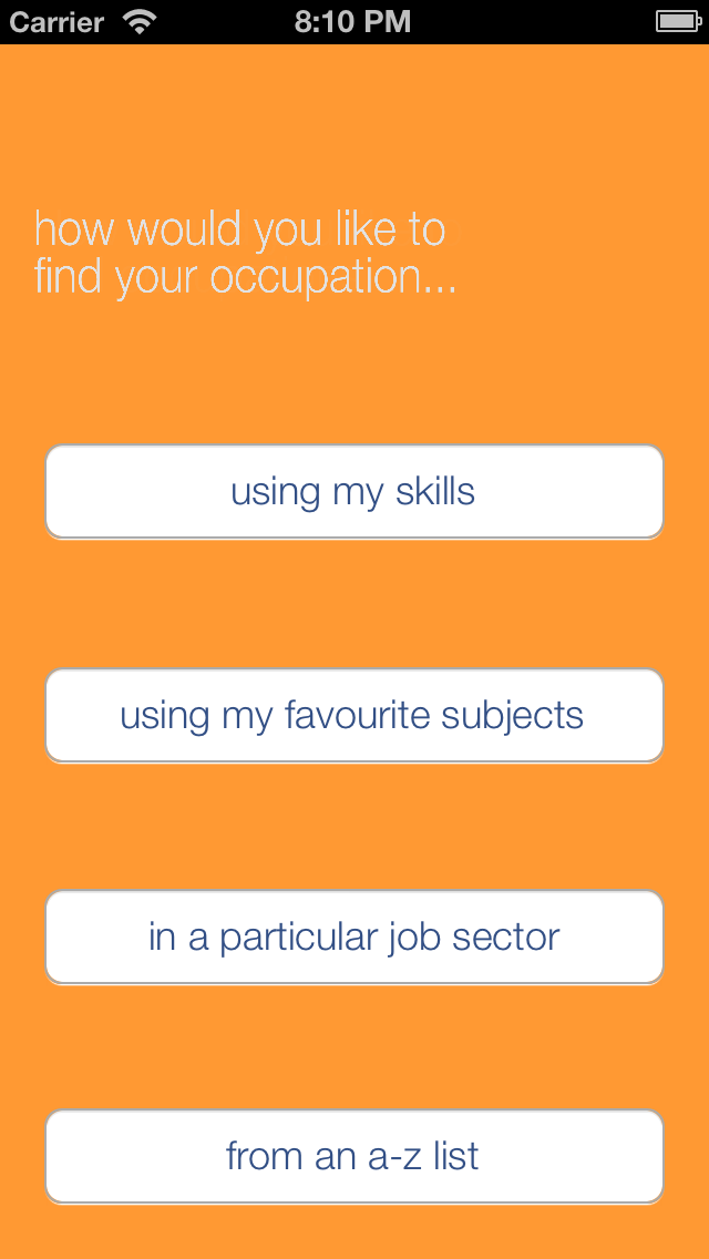 Occupations screenshot